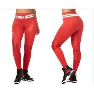Zumba Fitness Varsity High Waist Ankle Leggings Viva La Red Medium Marvelous